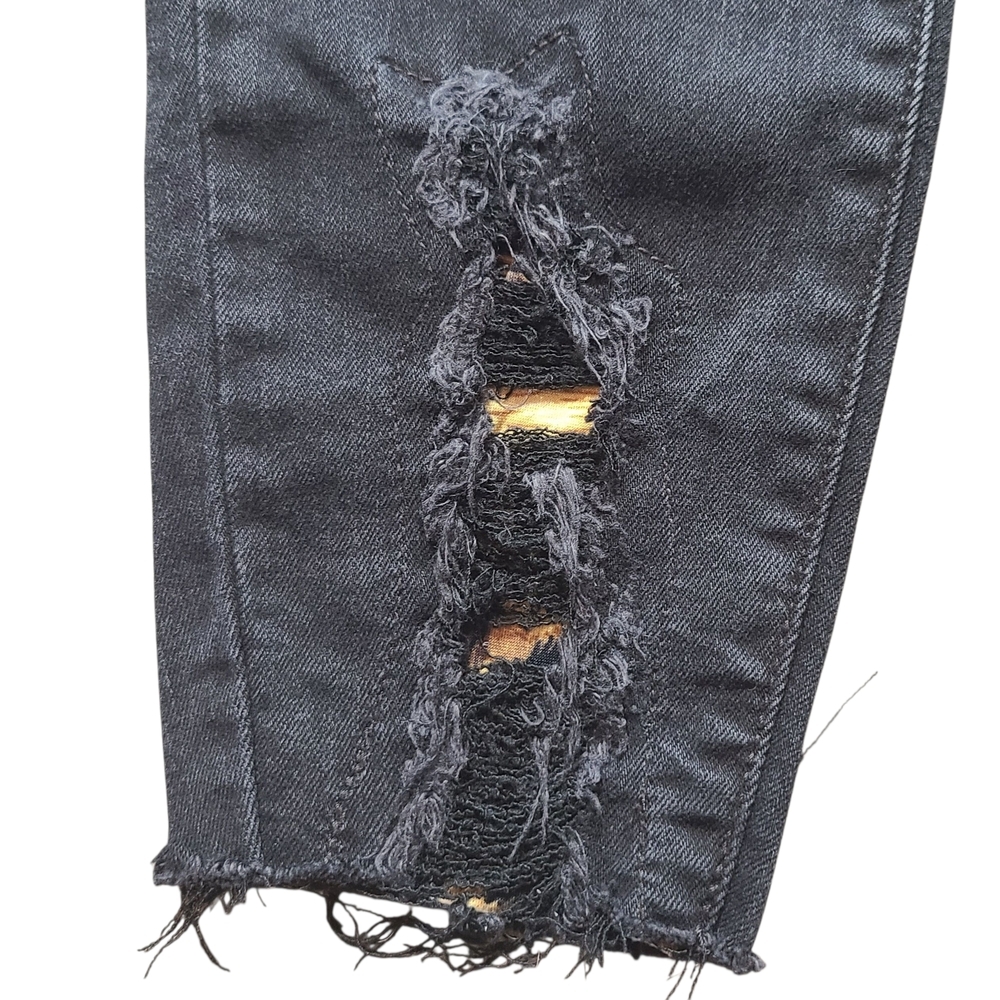 Judy Blue Black Distressed Leopard Patch Skinny Jeans 11/30 Stretch - Picture 13 of 16